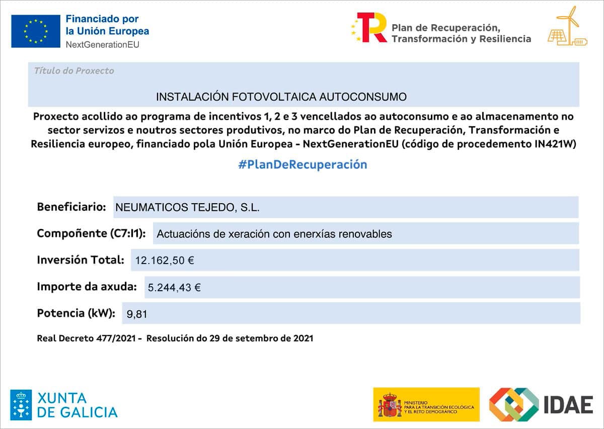 Subvención Instalación Fotovoltaica Autoconsumo